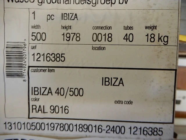Handdoekradiator, brugman, ibiza, wit, 1978x500 - afbeelding 3 van  3