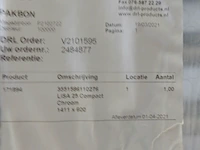 Handdoekradiator, drl, lisa, chroom, 1411x600 - afbeelding 3 van  3