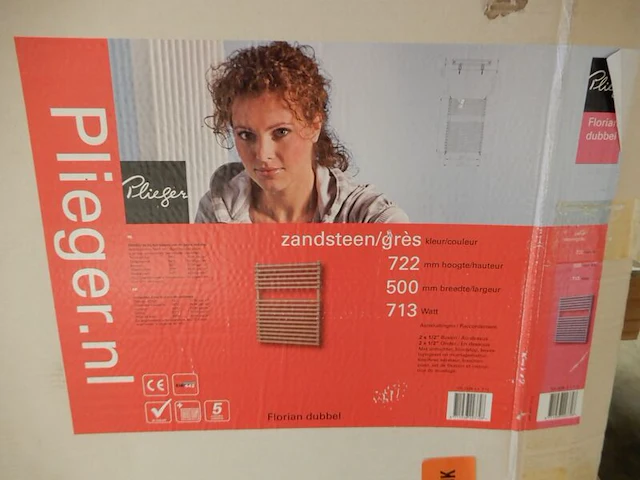 Handdoekradiator dubbel, plieger, florian, zandsteen, 722x500 - afbeelding 4 van  4