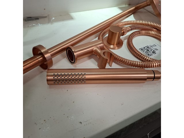 Handdoucheset + regendoucheset, rood koper - afbeelding 6 van  6