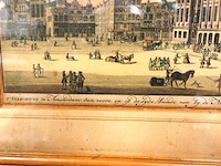 Handgekleurde gravure van het voormalige stadhuis van amsterdam (het huidige koninklijk paleis amsterdam) op de dam - afbeelding 3 van  5