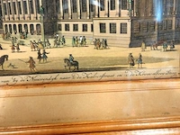 Handgekleurde gravure van het voormalige stadhuis van amsterdam (het huidige koninklijk paleis amsterdam) op de dam - afbeelding 4 van  5