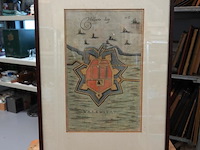 Handgekleurde kopergravure, getiteld willemstad, gemaakt door de cartograaf joan blaeu. - afbeelding 1 van  5