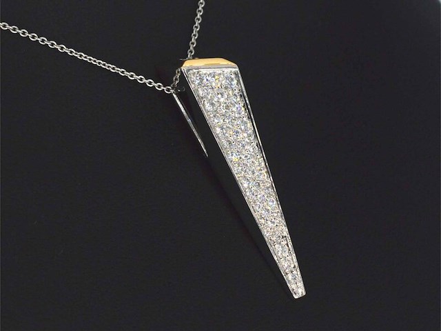 Handgemaakte bi-colour designer hanger met diamant, excl. ketting - afbeelding 3 van  8