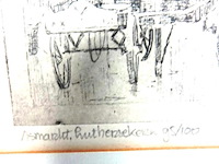 Handgesigneerde ets getiteld “vismarkt, lutherse kerk” - afbeelding 4 van  5