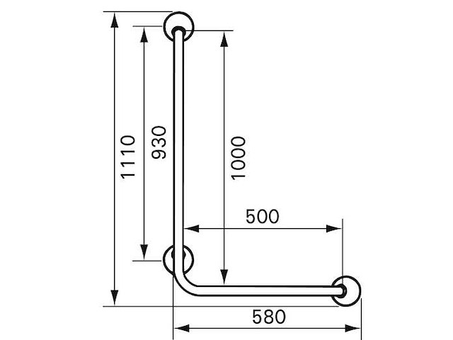 Handicare - linido rechts 90gr - li2611.0044-02 - wandbeugel - afbeelding 2 van  4