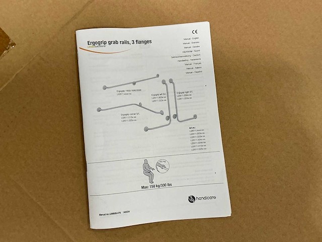 Handicare handgreep wandbeugel 560x1130mm (2x) - afbeelding 5 van  5