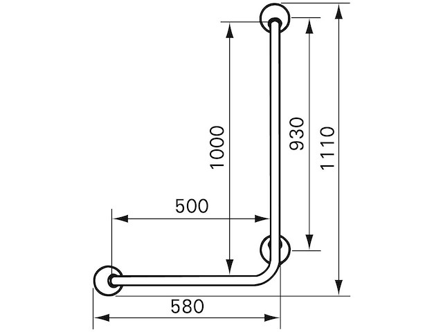 Handicare linido links 90gr li2611.0034-02 wandbeugel - afbeelding 2 van  4
