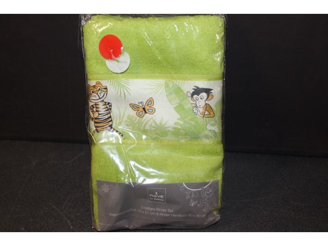 Handoek jungle met washandje 1x in kr 9 - afbeelding 1 van  3