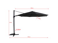 Handson zweefparasol menorca zwart 350 cm met hendel - afbeelding 1 van  5