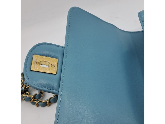 Handtas, chanel, mini flapbag, mintgroen - afbeelding 4 van  13
