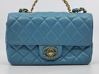 Handtas, chanel, mini flapbag, mintgroen - afbeelding 1 van  13