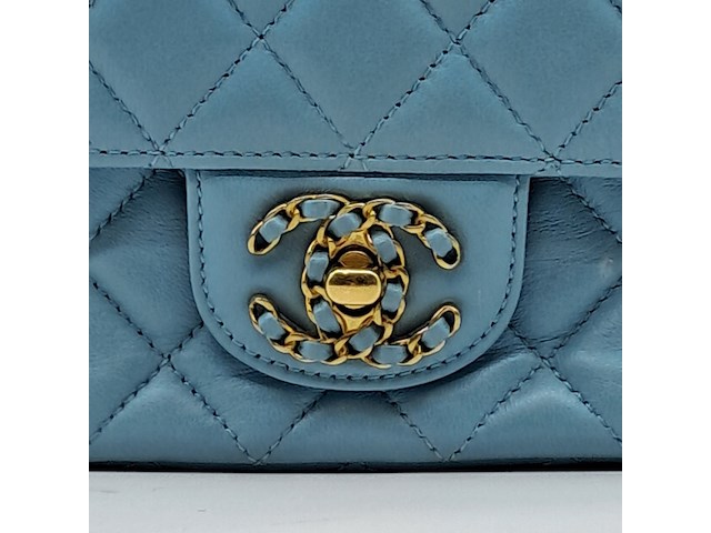 Handtas, chanel, mini flapbag, mintgroen - afbeelding 8 van  13