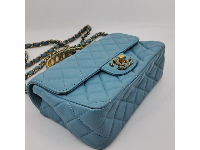 Handtas, chanel, mini flapbag, mintgroen - afbeelding 10 van  13