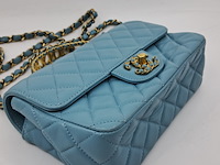 Handtas, chanel, mini flapbag, mintgroen - afbeelding 10 van  13
