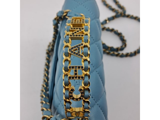 Handtas, chanel, mini flapbag, mintgroen - afbeelding 11 van  13