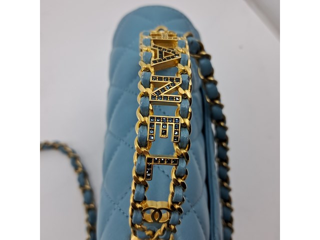 Handtas, chanel, mini flapbag, mintgroen - afbeelding 12 van  13