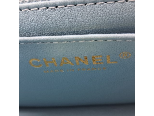 Handtas, chanel, mini flapbag, mintgroen - afbeelding 13 van  13