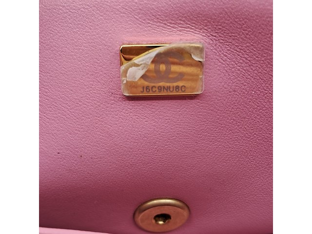Handtas, chanel, mini flapbag, roze - afbeelding 3 van  13