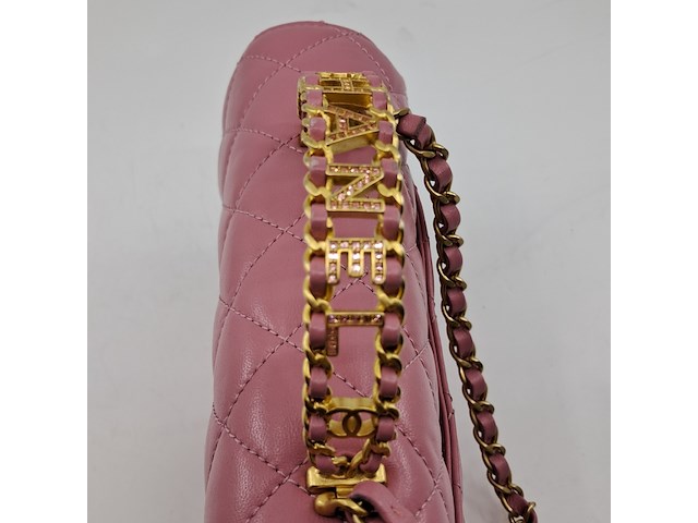 Handtas, chanel, mini flapbag, roze - afbeelding 5 van  13