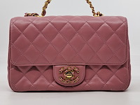 Handtas, chanel, mini flapbag, roze - afbeelding 1 van  13