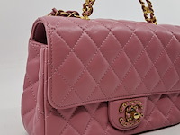 Handtas, chanel, mini flapbag, roze - afbeelding 6 van  13