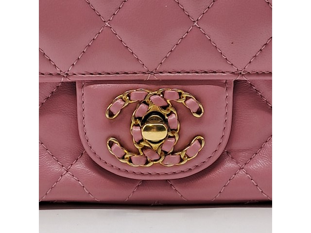 Handtas, chanel, mini flapbag, roze - afbeelding 8 van  13