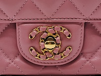 Handtas, chanel, mini flapbag, roze - afbeelding 8 van  13