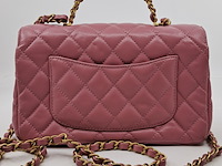 Handtas, chanel, mini flapbag, roze - afbeelding 9 van  13