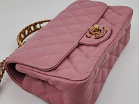 Handtas, chanel, mini flapbag, roze - afbeelding 10 van  13