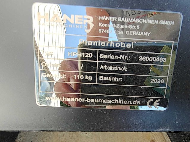 Haner - 2026 - hph120 - vlakraam voor minigraafmachine - afbeelding 4 van  4