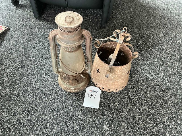 Hang en olielamp vintage - afbeelding 1 van  4