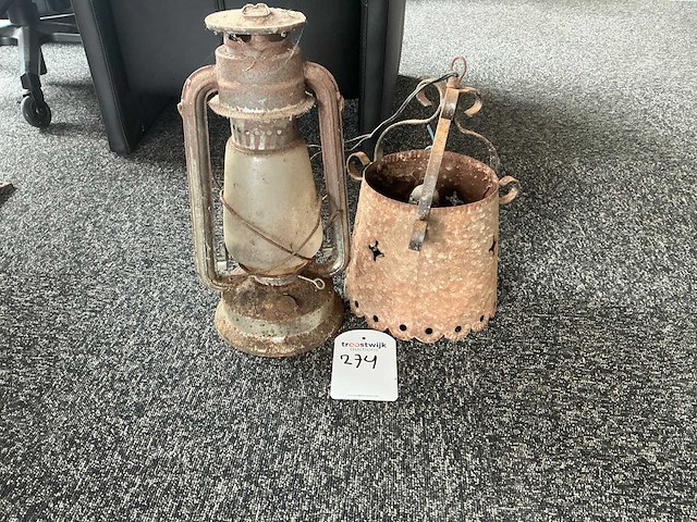 Hang en olielamp vintage - afbeelding 2 van  4