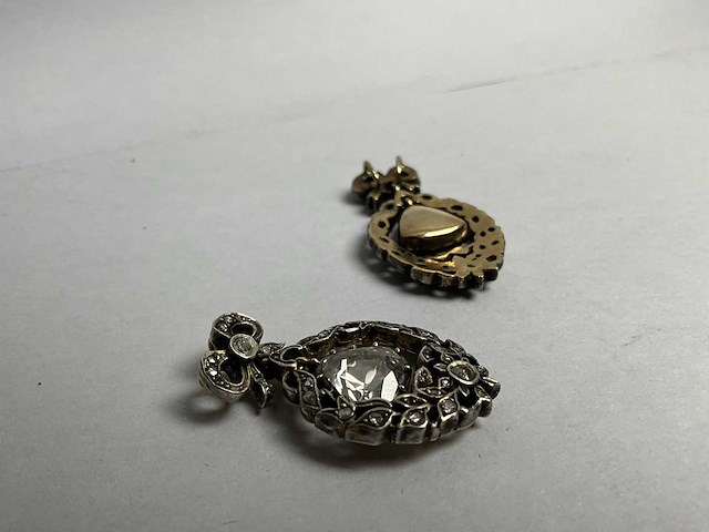 Hanger 14k goud, geslepen diamant (ca. 10x10mm), circa 1960 - afbeelding 4 van  5