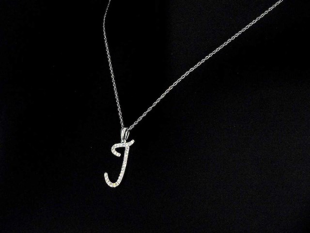 Hanger letter j met natuurlijke diamanten - afbeelding 5 van  6