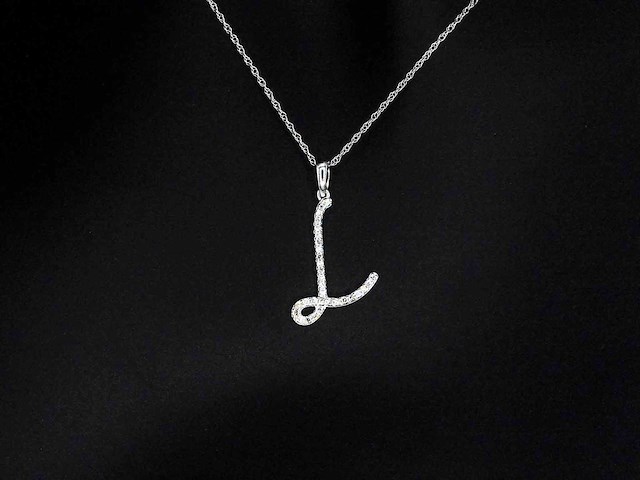 Hanger letter l met natuurlijke diamanten - afbeelding 1 van  6