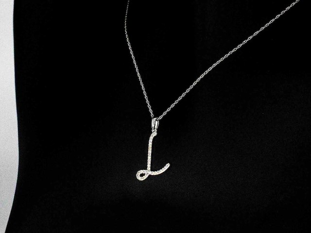 Hanger letter l met natuurlijke diamanten - afbeelding 5 van  6