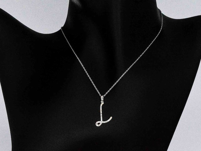 Hanger letter l met natuurlijke diamanten - afbeelding 6 van  6