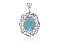 Hanger met aquamarijn natuurlijke diamanten en tanzanieten - afbeelding 2 van  4