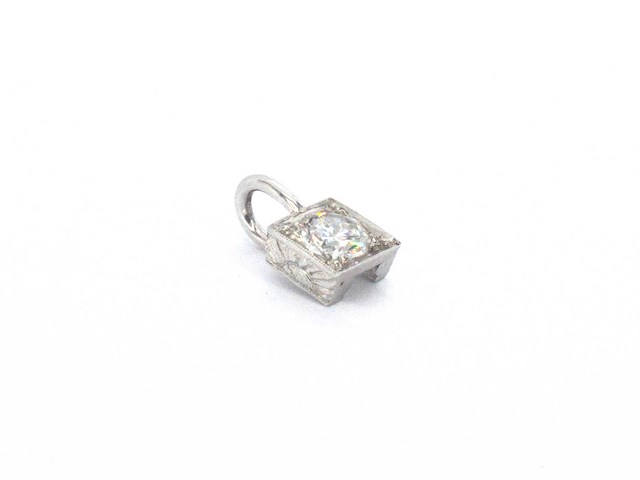 Hanger met briljant geslepen diamant in vierkante zetting - afbeelding 6 van  9
