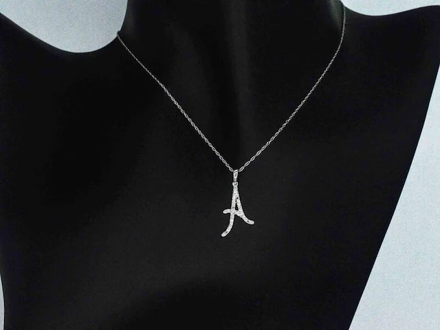 Hanger met echte natuurlijke diamanten in de letter a, excl. ketting, excl. ketting - afbeelding 2 van  7