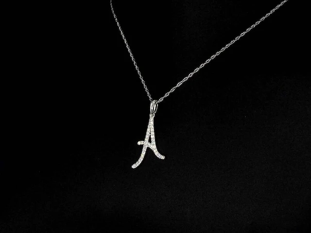 Hanger met echte natuurlijke diamanten in de letter a, excl. ketting, excl. ketting - afbeelding 3 van  7
