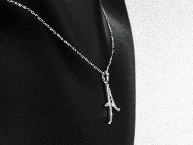 Hanger met echte natuurlijke diamanten in de letter a, excl. ketting, excl. ketting - afbeelding 5 van  7