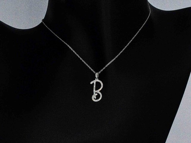 Hanger met echte natuurlijke diamanten in de letter b, excl. ketting - afbeelding 2 van  7