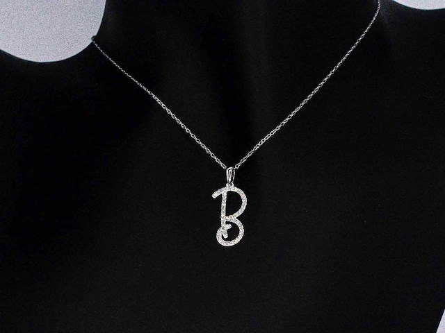 Hanger met echte natuurlijke diamanten in de letter b - afbeelding 1 van  6