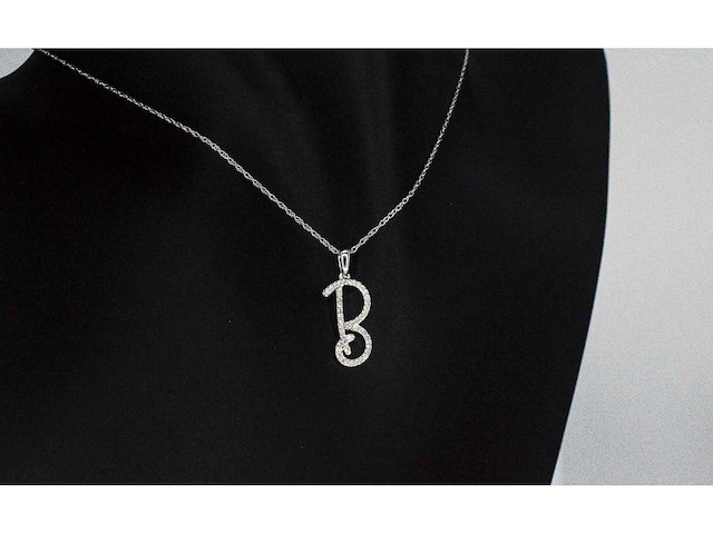 Hanger met echte natuurlijke diamanten in de letter b - afbeelding 4 van  6