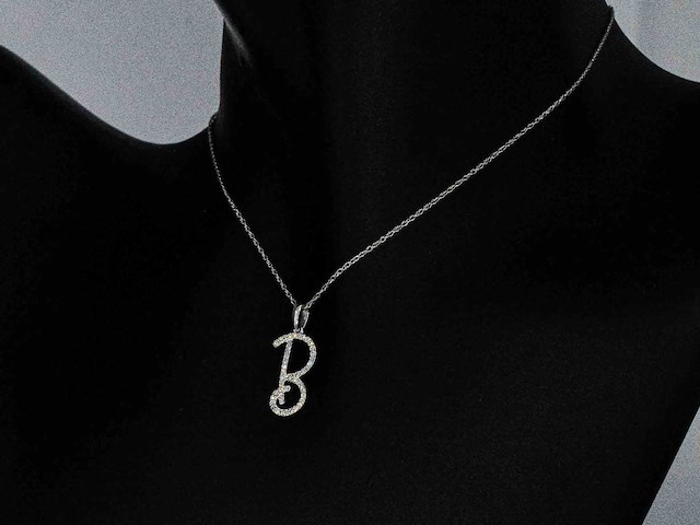 Hanger met echte natuurlijke diamanten in de letter b - afbeelding 5 van  6