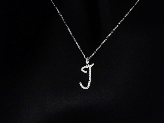 Hanger met echte natuurlijke diamanten in de letter j, excl. ketting - afbeelding 1 van  7