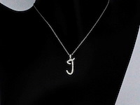 Hanger met echte natuurlijke diamanten in de letter j, excl. ketting - afbeelding 2 van  7