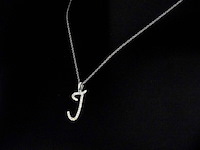 Hanger met echte natuurlijke diamanten in de letter j, excl. ketting - afbeelding 4 van  7